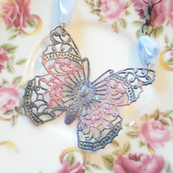 Vintage style Butterfly necklace by Lillyangel