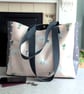 Large Oilcloth Tote Handbag Shoulder Bag or Beachbag  with Cats Design