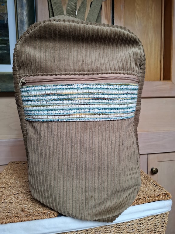 Taupe corduroy backpack