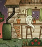 Ghostly Garden shed, Ghosts of Summer, 90s nostalgia, A4 art print - Image 2