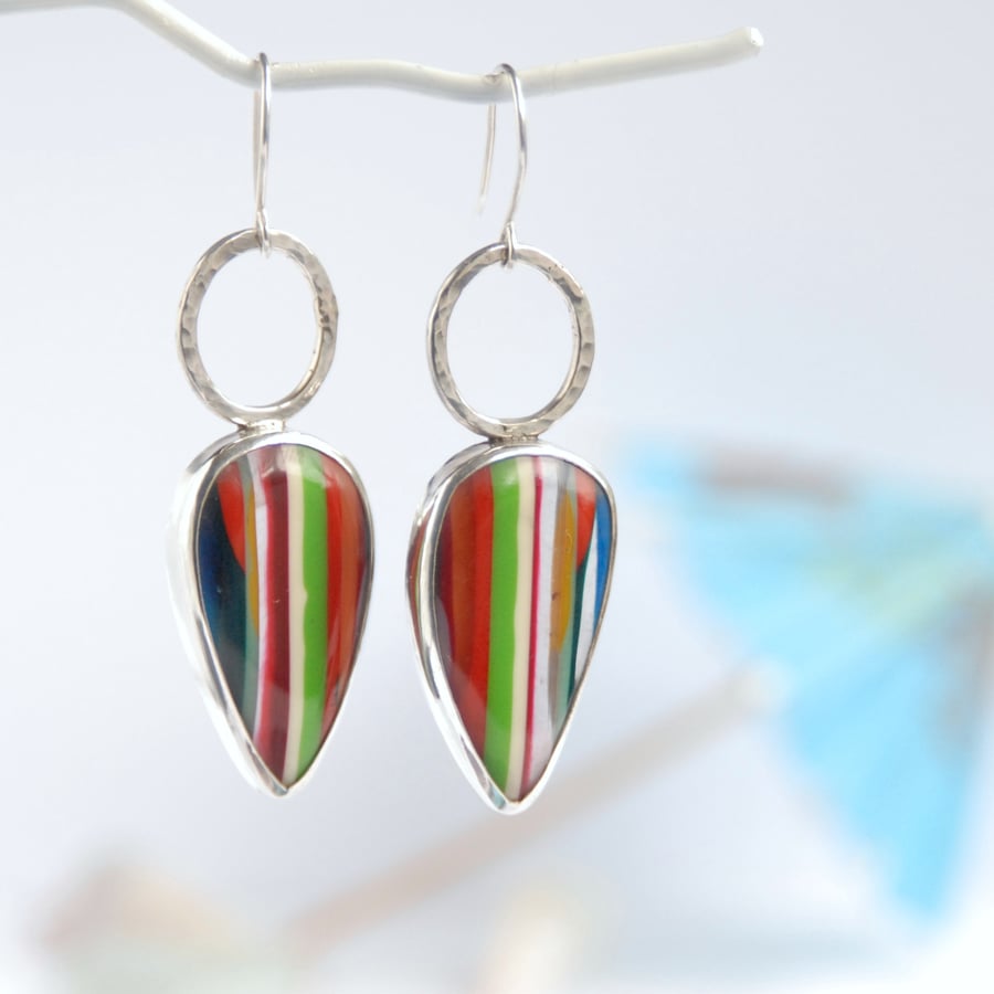 Californian surfite and silver drop earrings