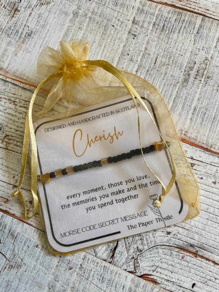 Bespoke Morse Code Stretch Bracelet made with glass Toho Beads