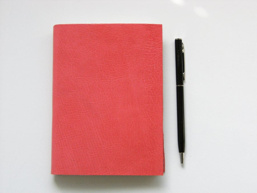 Coral Leather Hand Made Notebook, Sketchbook - Mothers Day 