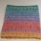 Handknit Cotton blend Circular Eyelet Cowl in pastel rainbow 