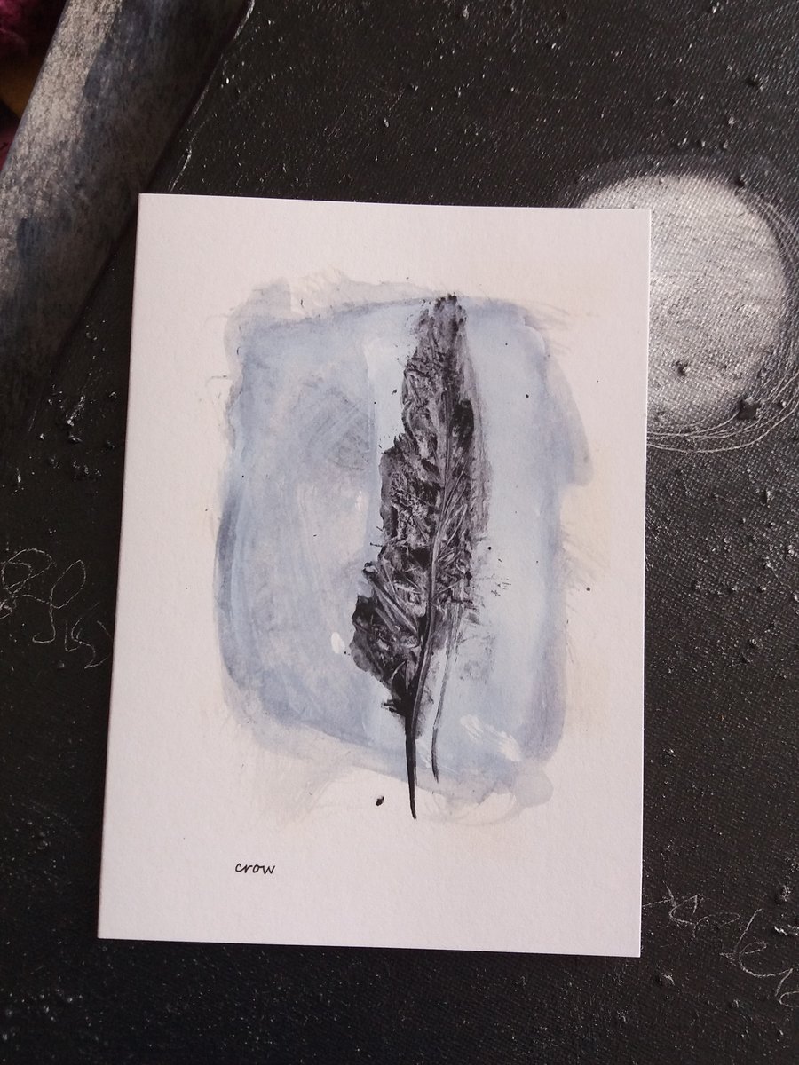 crow feather note card