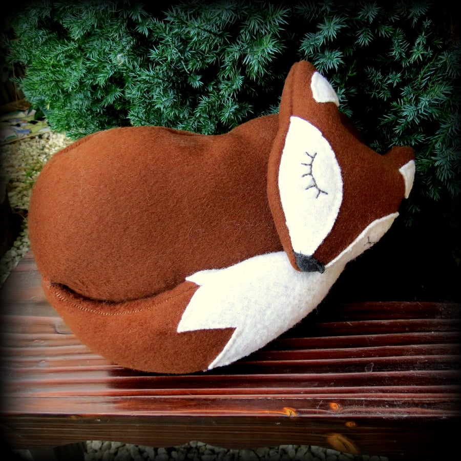 Little Brown Fox.  A snoozy fox doorstop.  Fox bookend.