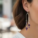 Sterling Silver Amethyst Peridot & Rose Quartz Earrings - Gift Boxed