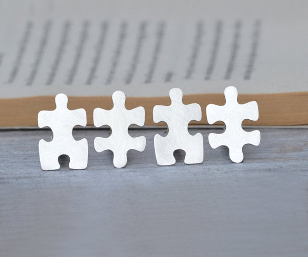 Jigsaw puzzle cufflinks in sterling silver