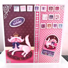Handmade Birthday Card For Friend, Friends Furever, Pink 3D Cat Greeting Card