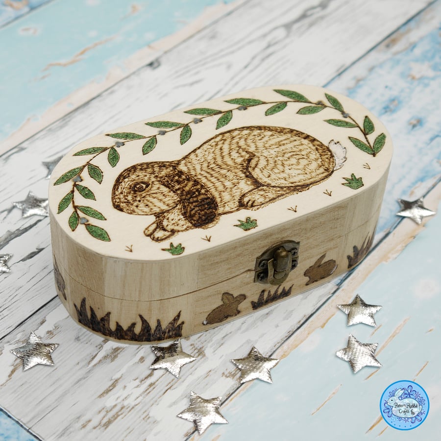 Rabbit Lop Pyrograph Box