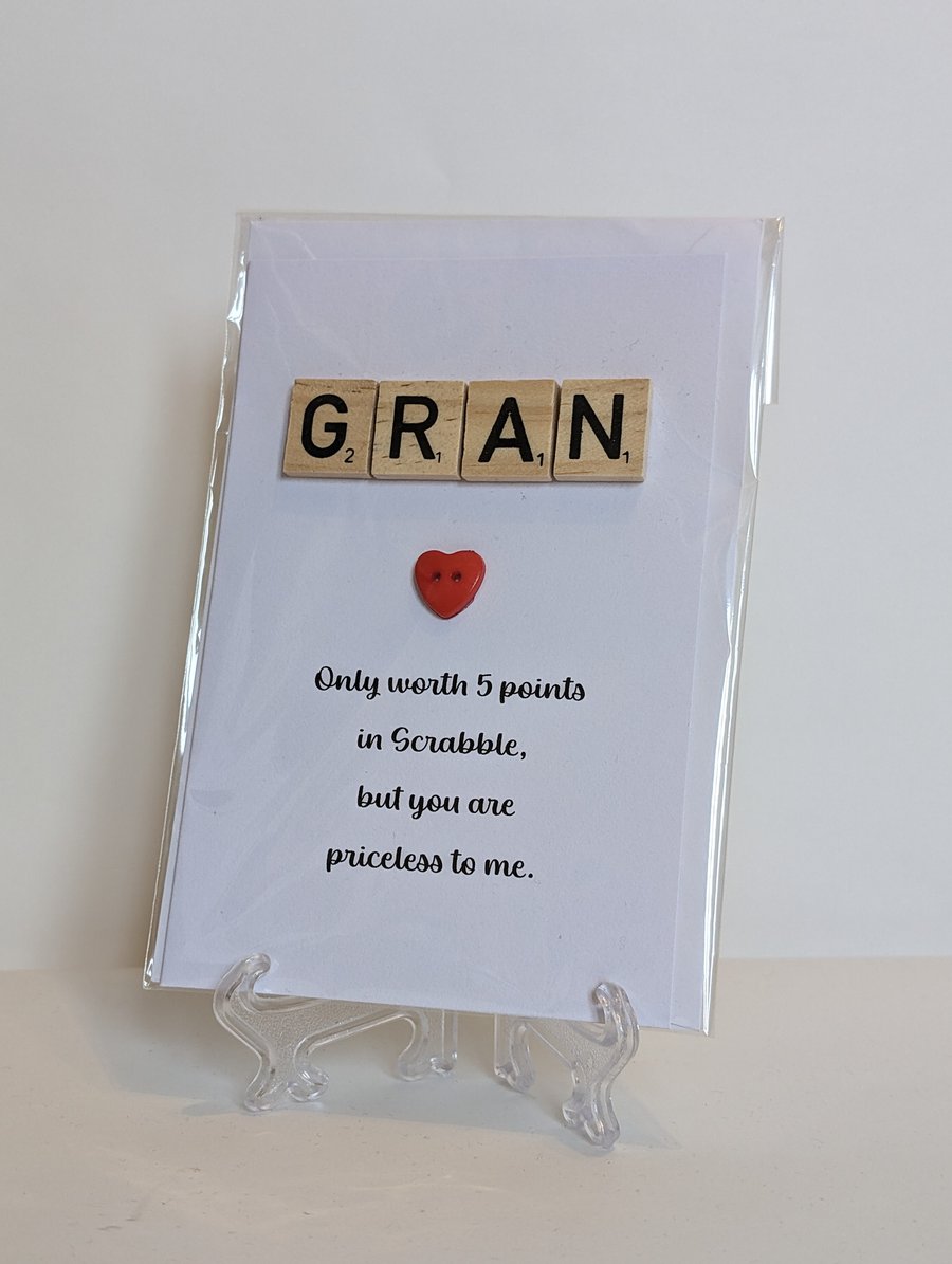 Gran only worth 5 points in Scrabble greetings card