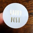 35 x Foiled Happy Post 37mm Stickers - Small Business Supplies