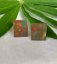 Turquoise Dash, Stainless Steel Post Earrings. - Image 4