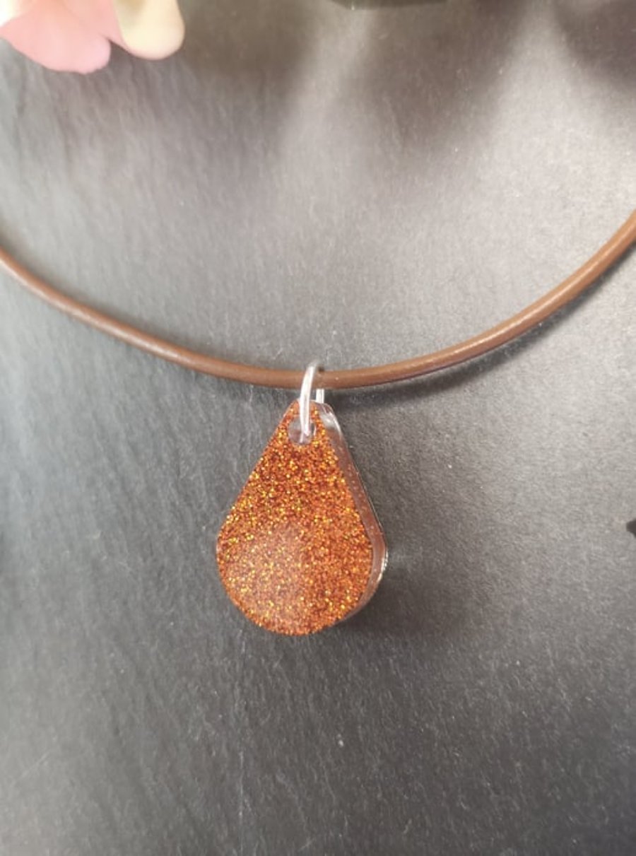 Teardrop Resin Sparkle Pendant Folksy
