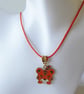 Whimsical Enamelled Tiger with Orange Cord Adjustable Necklace