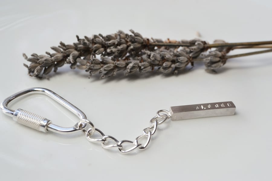 Personalised silver key ring