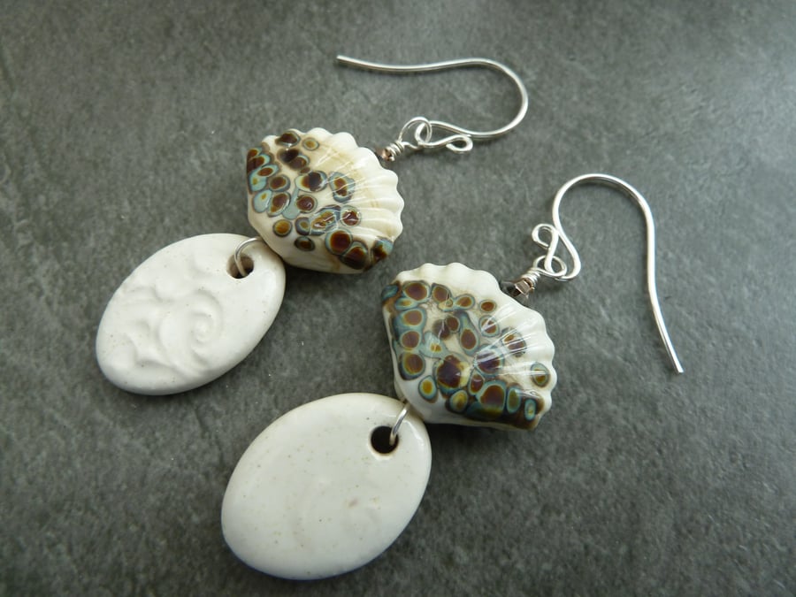 sterling silver ivory shell earrings