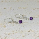 Faceted Amethyst Drop Earrings, Sterling Silver Earrings, Lever Back Earrings, A