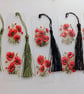 Acrylic red poppy design bookmark with tassel 
