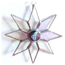 Shiny Star Suncatcher Stained Glass Dichroic Plum Handmade 015
