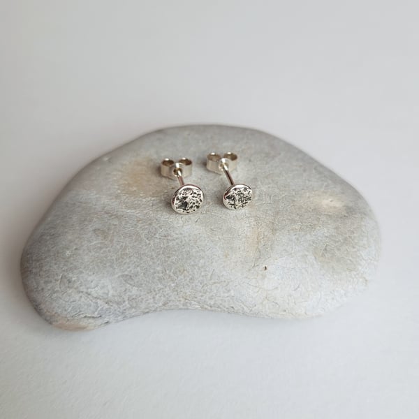 Tiny Full Moon Stud Earrings, Sterling Silver Jewellery