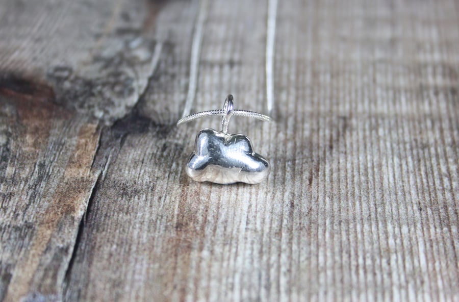 Handmade Solid Silver 'Silver Linings' Cast Cloud Necklace