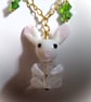 Cute Lampwork Glass Rabbit and Gold Plated Chain Necklace 18 inch - Image 2