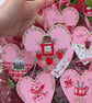 Hand-painted Pink Christmas Food and Drink Hearts 10cm - Image 3