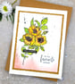Birthday Card - handmade, yellow flowers, blank inside - Image 1