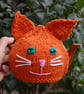 Hand Knitted Ginger  Cat Tea cosy - for a small tea for one or two teapot  - Image 1