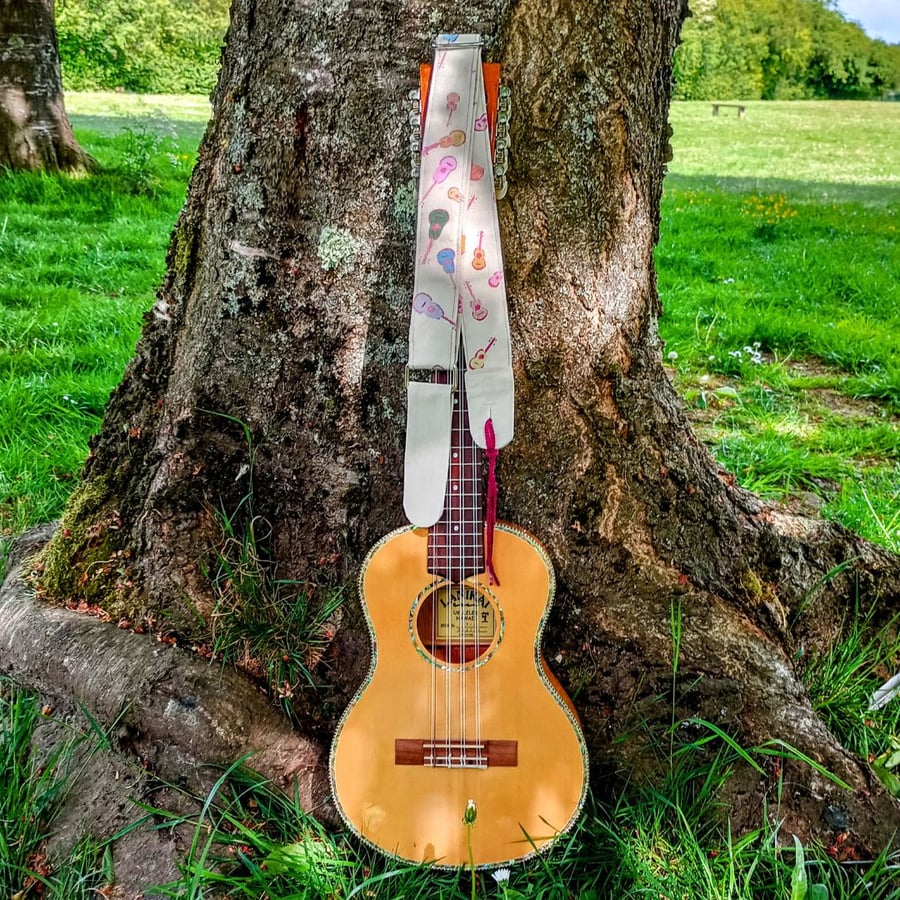 Hand painted 'ukulele' ukulele Strap, uke strap