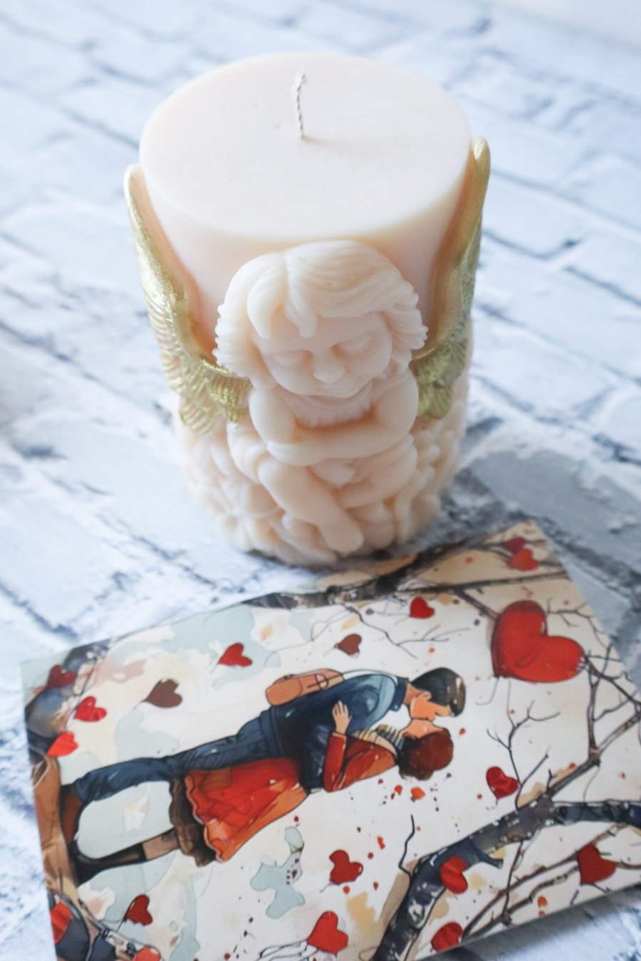 Cylinder Candle with Angel Design