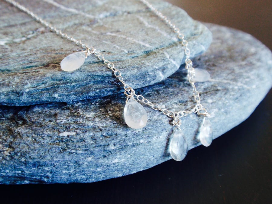 moonstone necklace with sterling silver chain