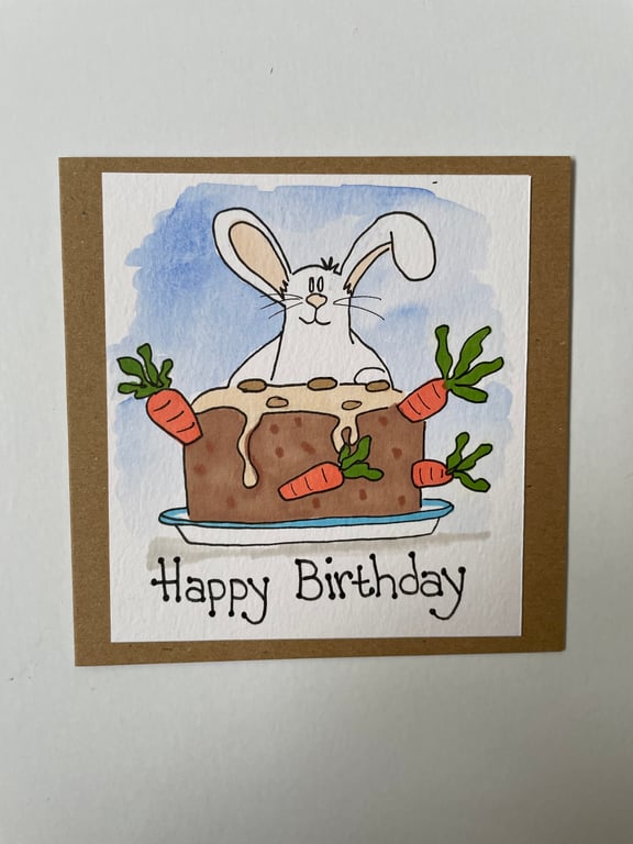 Carrot cake bunny birthday card