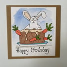 Carrot cake bunny birthday card