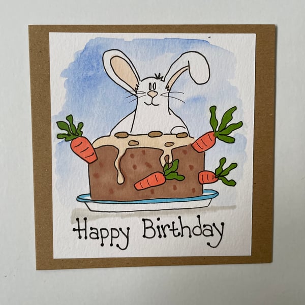 Carrot cake bunny birthday card