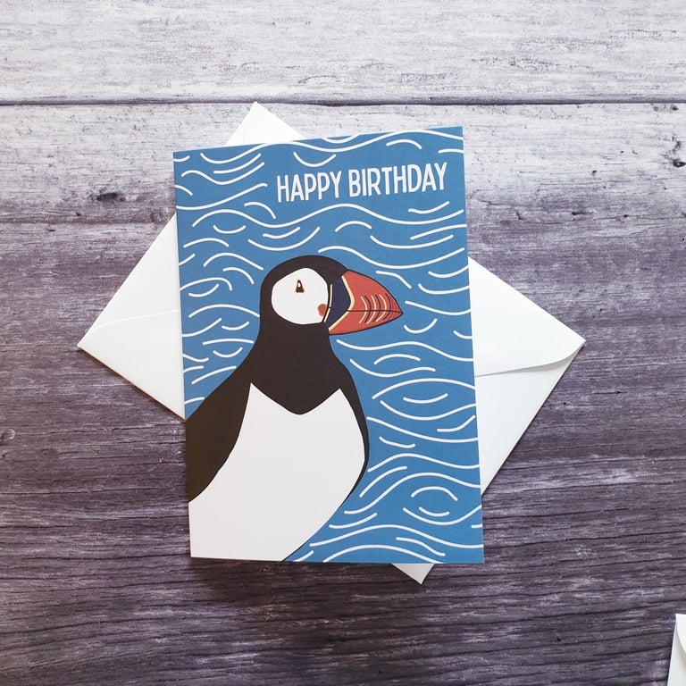 Puffin Happy Birthday Card