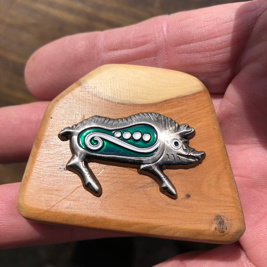 Pagan Boar Yew Brooch