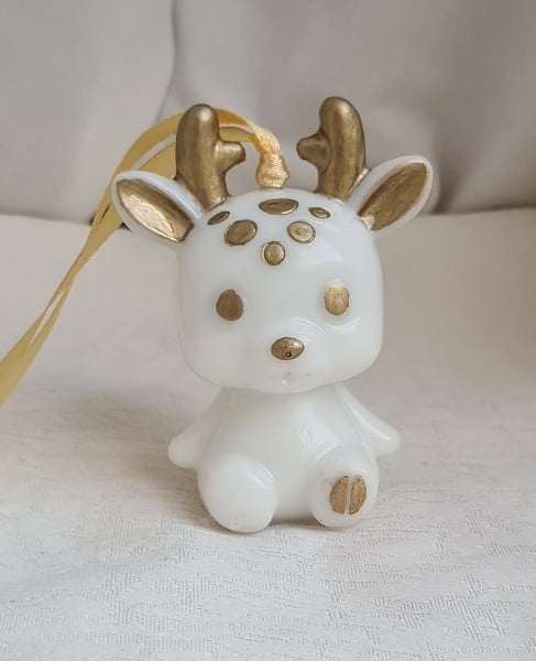 Gorgeous Gilda The Christmas Reindeer - Gold and White Hanging Decoration.