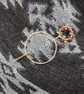 Copper Shawl Pin - Festive Wreath with Garnet & Agate - Image 3