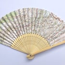Unique handmade Fan, using recycled map paper, map shows Denbighshire in Wales