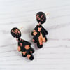 Black and rose gold leaf scallop earrings