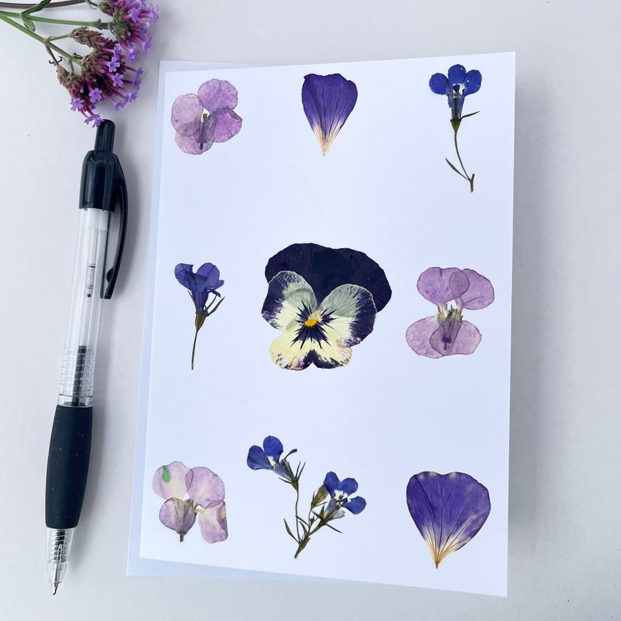 Handmade Real Pressed Flower Garden Flowers Blank Card