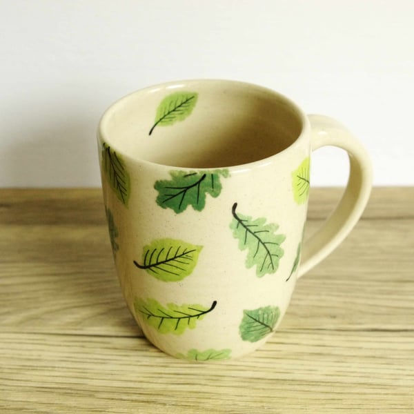 Mug - Green Beech and Oak Leaves, Pattern