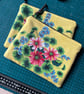 Reclaimed floral cotton zip pouch yellow purse
