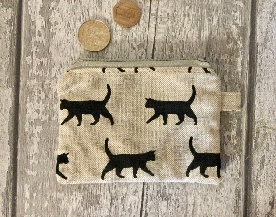 Cat Zipped Coin Purse. Card Wallet. Face Mask Pouch. Cat Lover Gift.