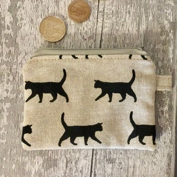 Cat Zipped Coin Purse. Card Wallet. Face Mask Pouch. Cat Lover Gift.