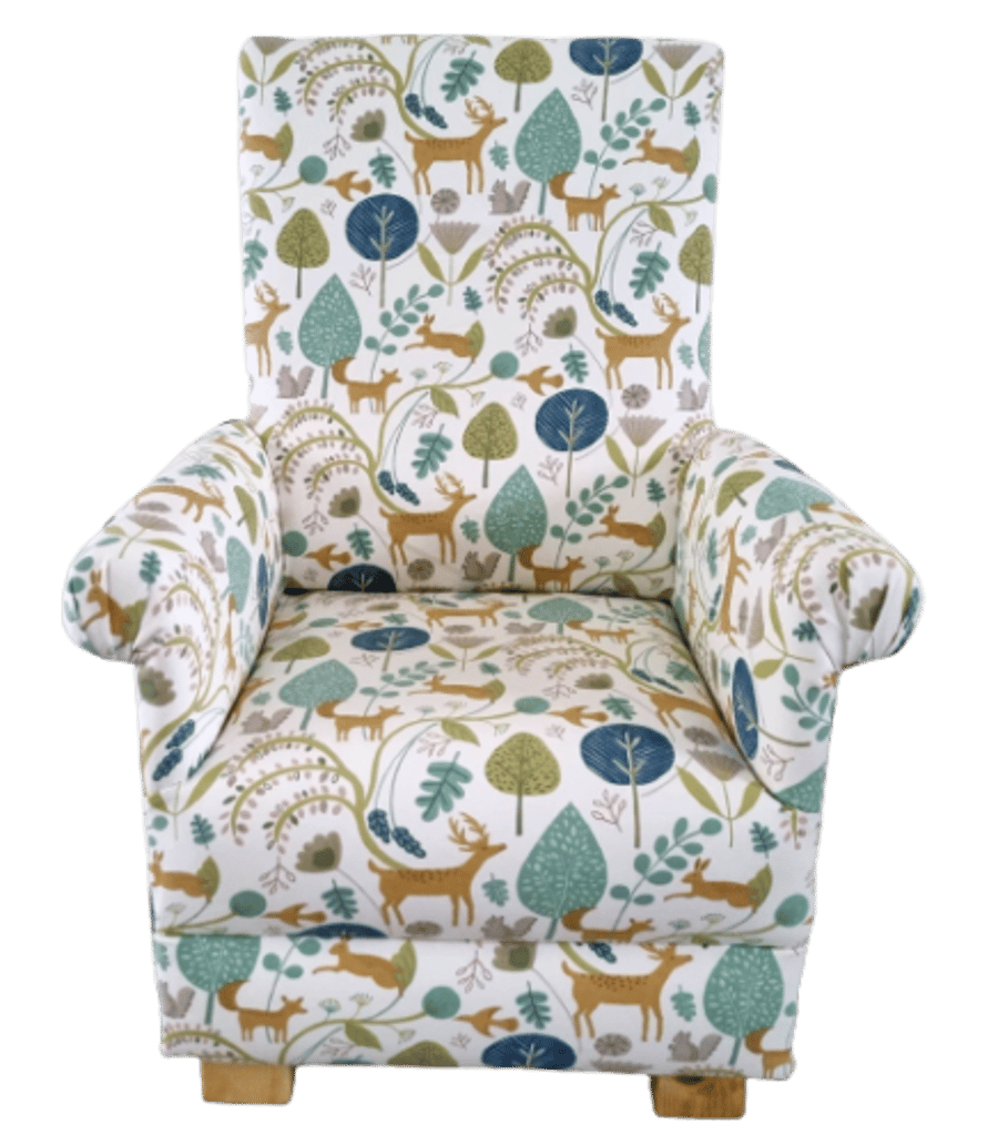 Kids Fryetts Scandi Woodland Animals Fabric Chair Armchair Children's Fox Deer