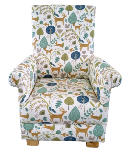 Kids Fryetts Scandi Woodland Animals Fabric Chair Armchair Children's Fox Deer