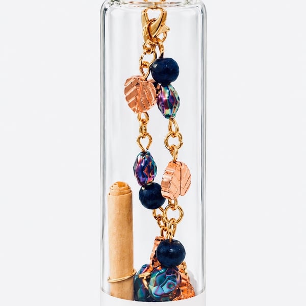 Rose Gold & Rainbow Hematite - Handmade Bracelet in a bottle